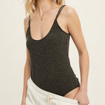 Scoop Neck Ribbed Bodysuit with Double Strap - MTT Collective