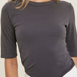 RIBBED KNIT HALF-SLEEVE TOP - MTT Collective