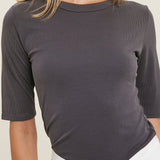 RIBBED KNIT HALF-SLEEVE TOP - MTT Collective