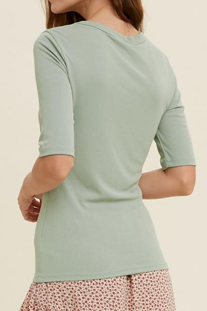 RIBBED KNIT HALF-SLEEVE TOP - MTT Collective