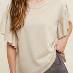 FRENCH TERRY KNIT TOP WITH RUFFLE SLEEVE | ASSORTED STYLES - MTT Collective