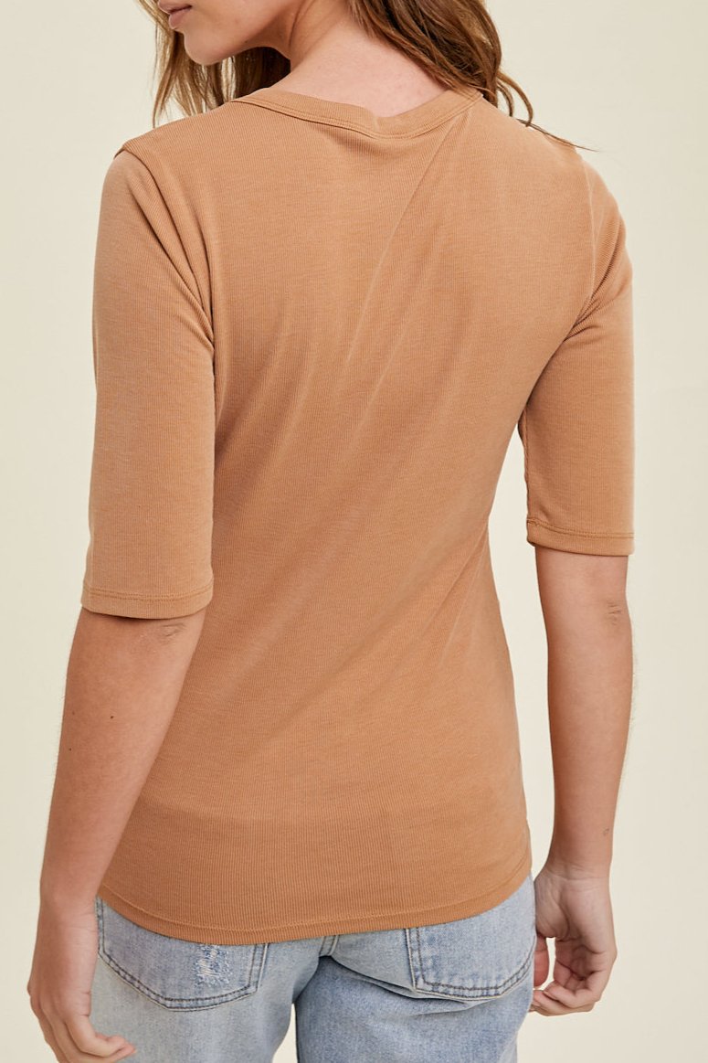 RIBBED KNIT HALF-SLEEVE TOP - MTT Collective