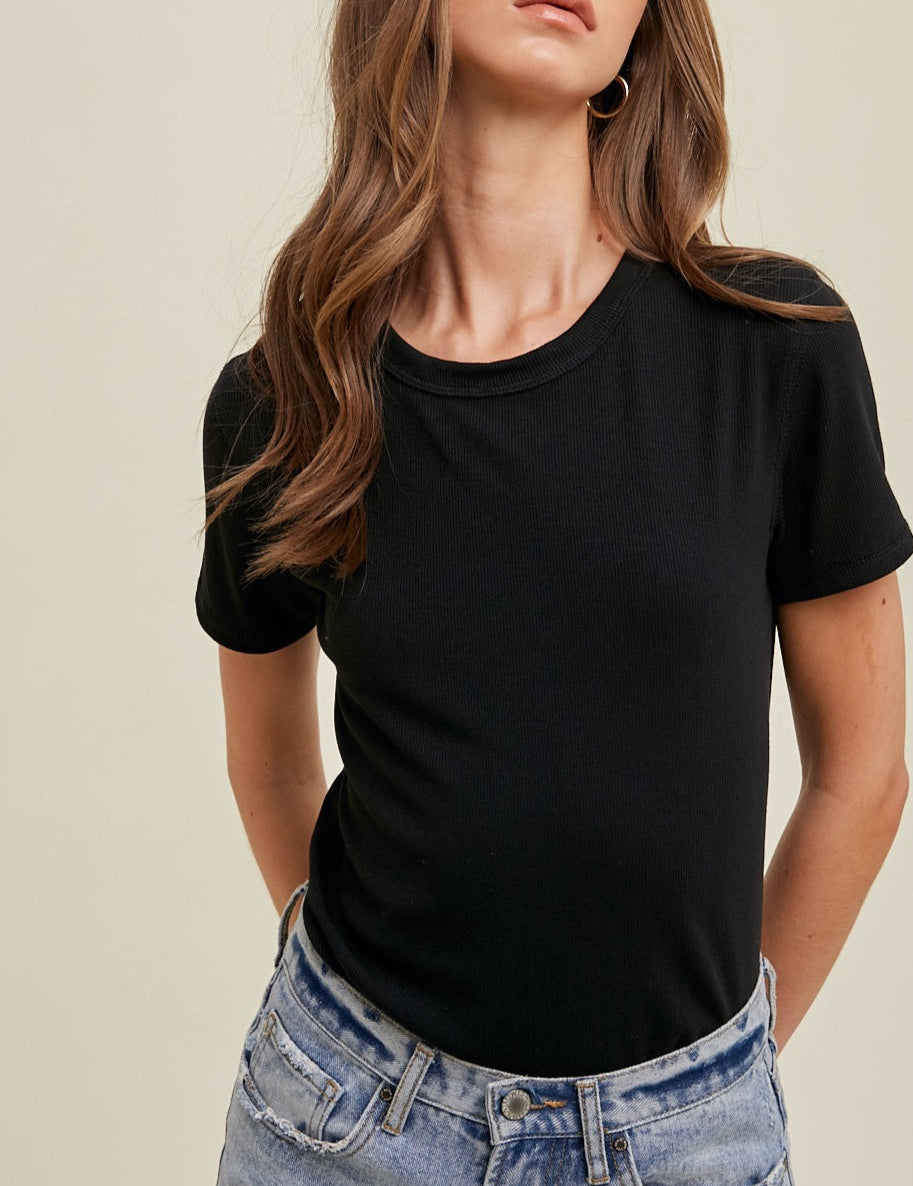 Ribbed Knit Basic T-Shirt - MTT Collective