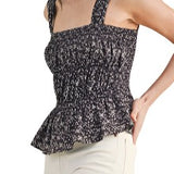 Floral Ruched Square Neck Tank Top - MTT Collective