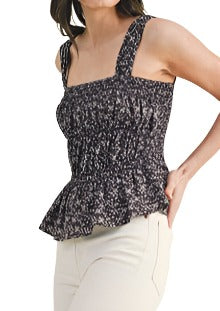 Floral Ruched Square Neck Tank Top - MTT Collective