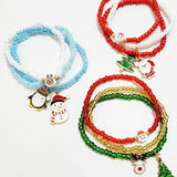 3 pcs Christmas Charm Bead Stretch Bracelet Set