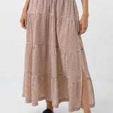 Lola Checked Tiered Maxi Skirt