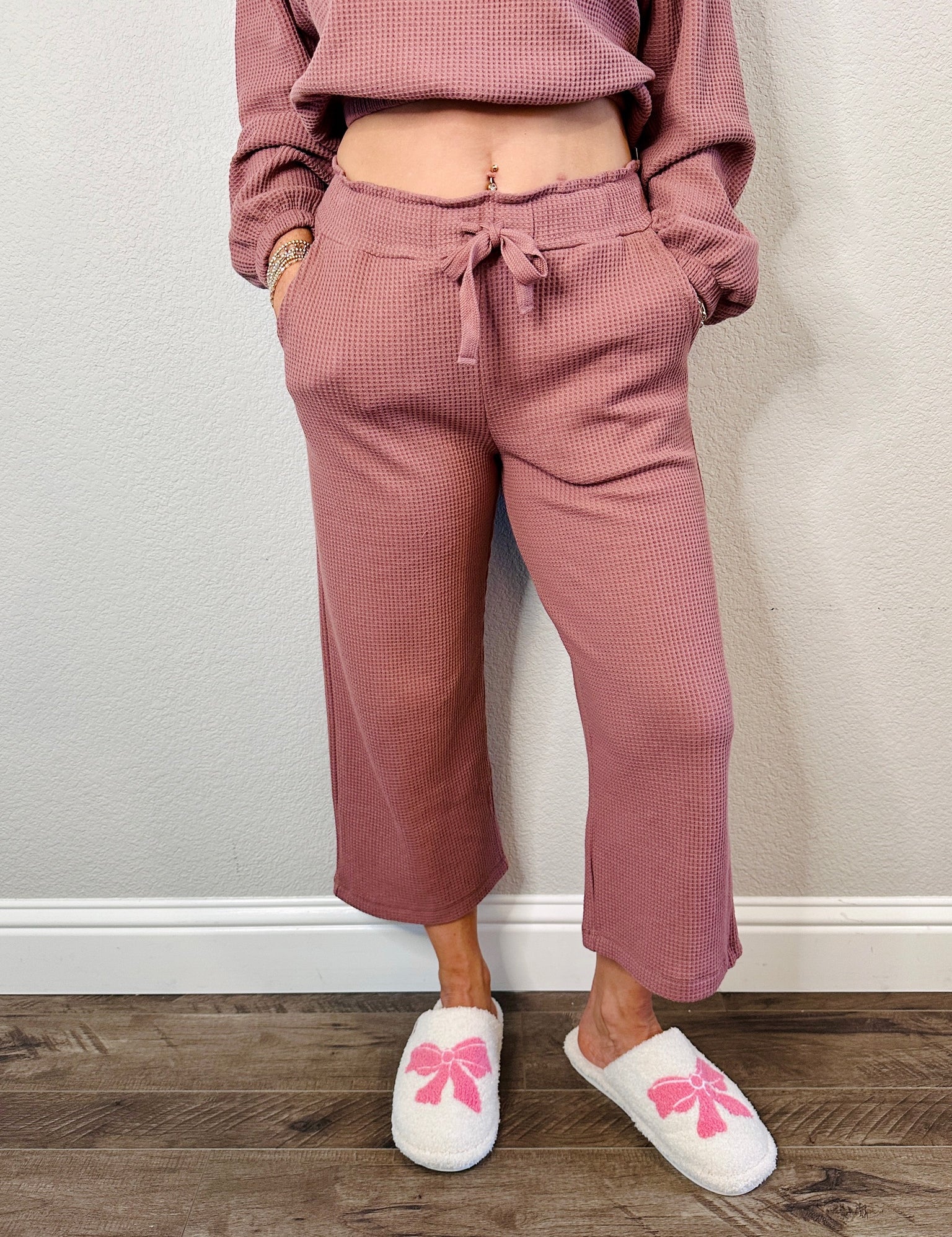 Tour Waffle Knit Cropped Lounge Pants - MTT Collective