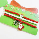 3 pcs Christmas Charm Bead Stretch Bracelet Set