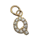 Gold Pavé Set CZ Initial Letter Charms