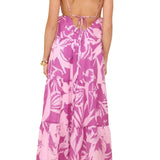 Island Attitude Pink Tropical Floral Tiered Backless Maxi Dress