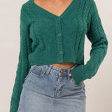 Marie Cable Knit Cropped Cardigan