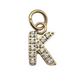 Gold Pavé Set CZ Initial Letter Charms