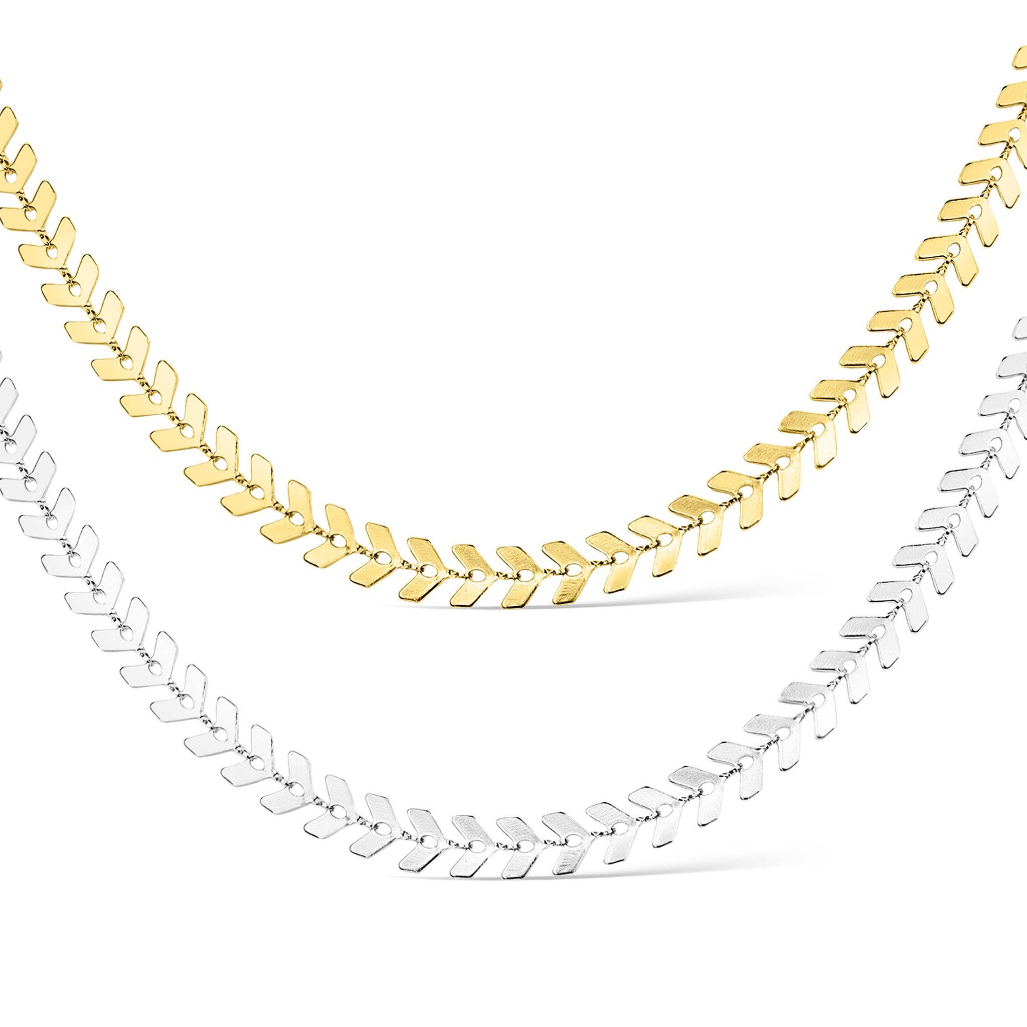 Savannah Gold Stainless Steel PVD Chevron Chain Necklace - MTT Collective