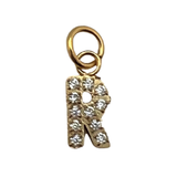 Gold Pavé Set CZ Initial Letter Charms