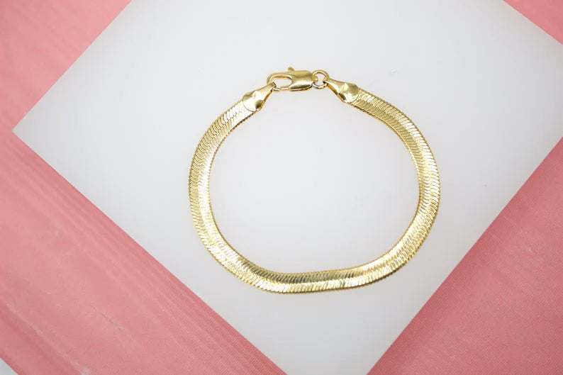 4MM HERRINGBONE SNAKE CHAIN BRACELET | 18K GOLD FILLED - MTT Collective