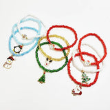 3 pcs Christmas Charm Bead Stretch Bracelet Set