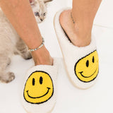 Sherpa Fuzzy Happy Face Slippers