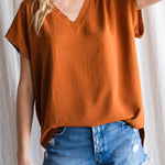 Plus Size Lightweight V-Neck Blouse - MTT Collective