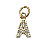 Gold Pavé Set CZ Initial Letter Charms