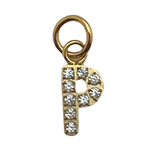 Gold Pavé Set CZ Initial Letter Charms