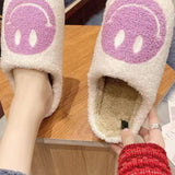 Sherpa Fuzzy Happy Face Slippers