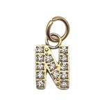 Gold Pavé Set CZ Initial Letter Charms