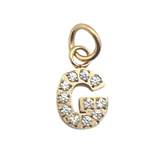 Gold Pavé Set CZ Initial Letter Charms