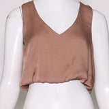 Back In Time Poly Silk V-Neck Top