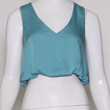 Back In Time Poly Silk V-Neck Top