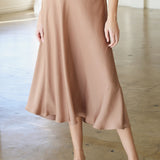 Back In Time Poly Silk Midi Swing Skirt