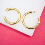 18K GOLD FILLED OPEN HOOP CAPPED END WITH STUD BACKING | SIZE OPTIONS - MTT Collective