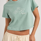 Embroidered Rhythm Crop Crew Tee