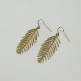 Briella Textured Cypress Leaf Earrings | Gold