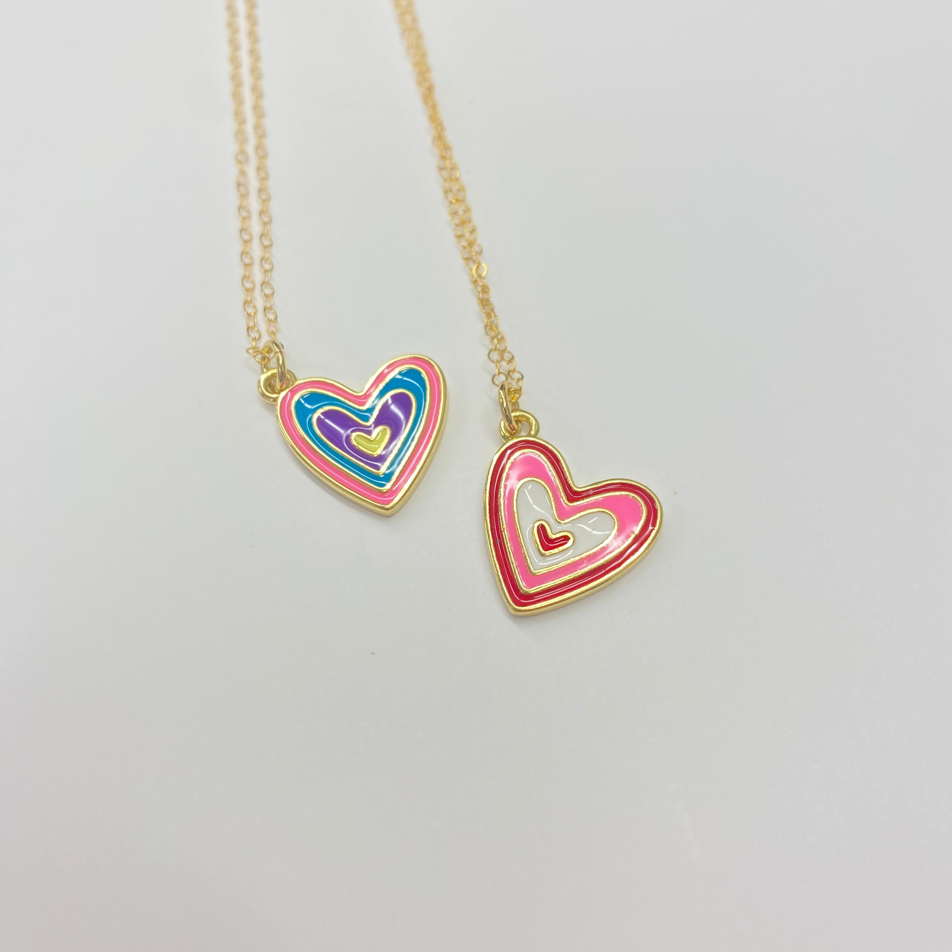 COLOR LAYERED HEART NECKLACE | 14K GOLD FILLED | STYLE OPTIONS - MTT Collective