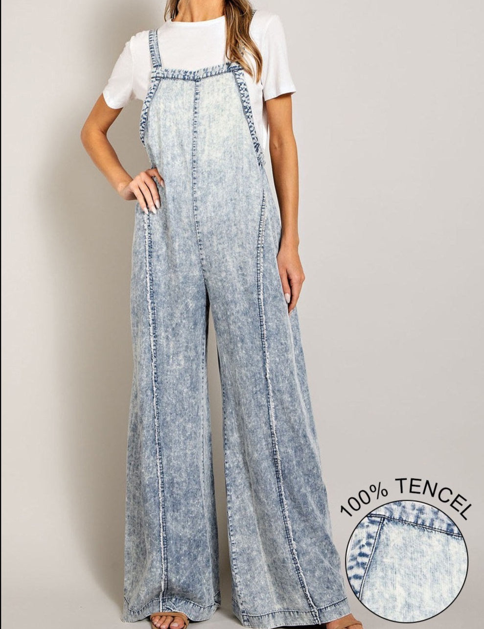 Plus Size Washed Tie Dye Tencel Jumpsuit - MTT Collective