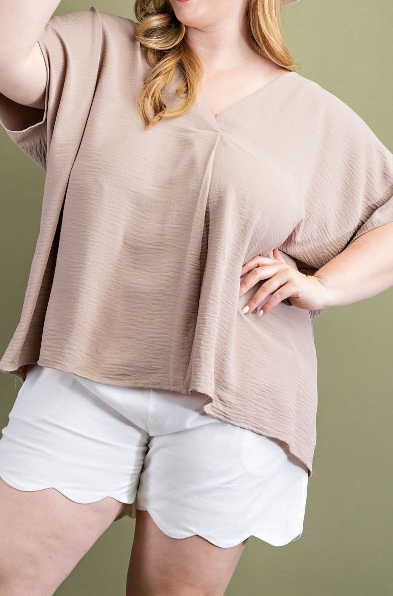 Plus Size Deep V-Neck Blouse - MTT Collective