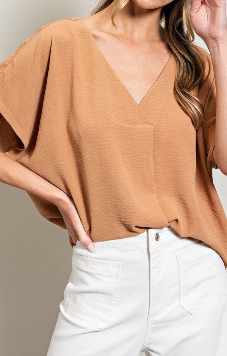 Plus Size Deep V-Neck Blouse - MTT Collective