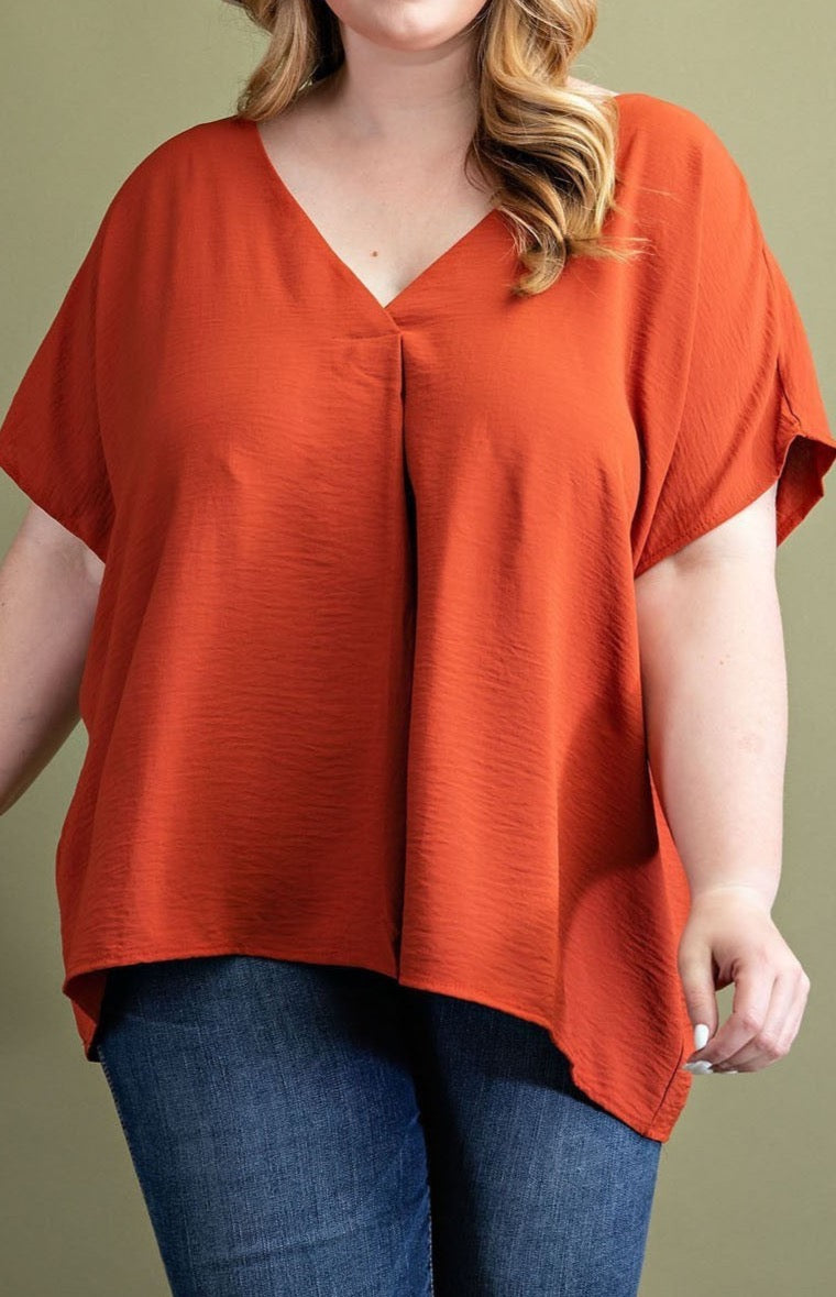 Plus Size Deep V-Neck Blouse - MTT Collective