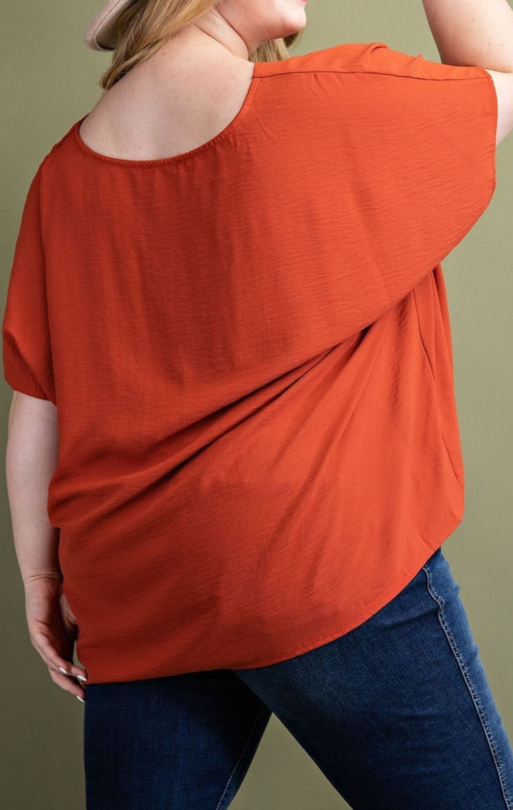 Plus Size Deep V-Neck Blouse - MTT Collective