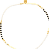 Monochrome Mixed Seed Bead Gold Stretch Anklet