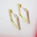 Lucy Cubic Zirconia Large Squared Huggies Earrings - MTT Collective