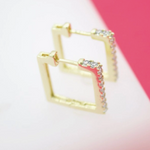 Lucy Cubic Zirconia Large Squared Huggies Earrings - MTT Collective