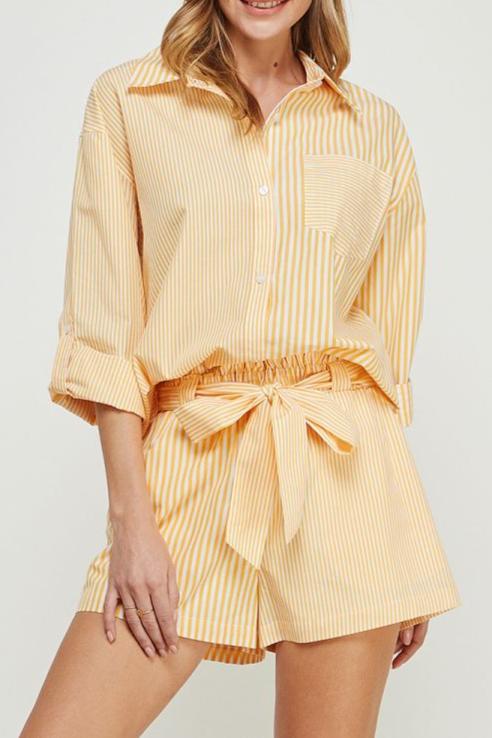 Light Poplin Twin-Stripe Button Up - MTT Collective