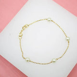 Sarah Caye Pearl Ball Chain Bracelet | Gold