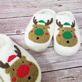 Fuzzy Christmas Reindeer Slippers