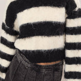 Dixie Striped Wool Blend Cropped Sweater