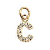 Gold Pavé Set CZ Initial Letter Charms