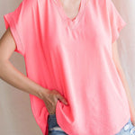 Plus Size Lightweight V-Neck Blouse - MTT Collective