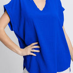 Plus Size Lightweight V-Neck Blouse - MTT Collective